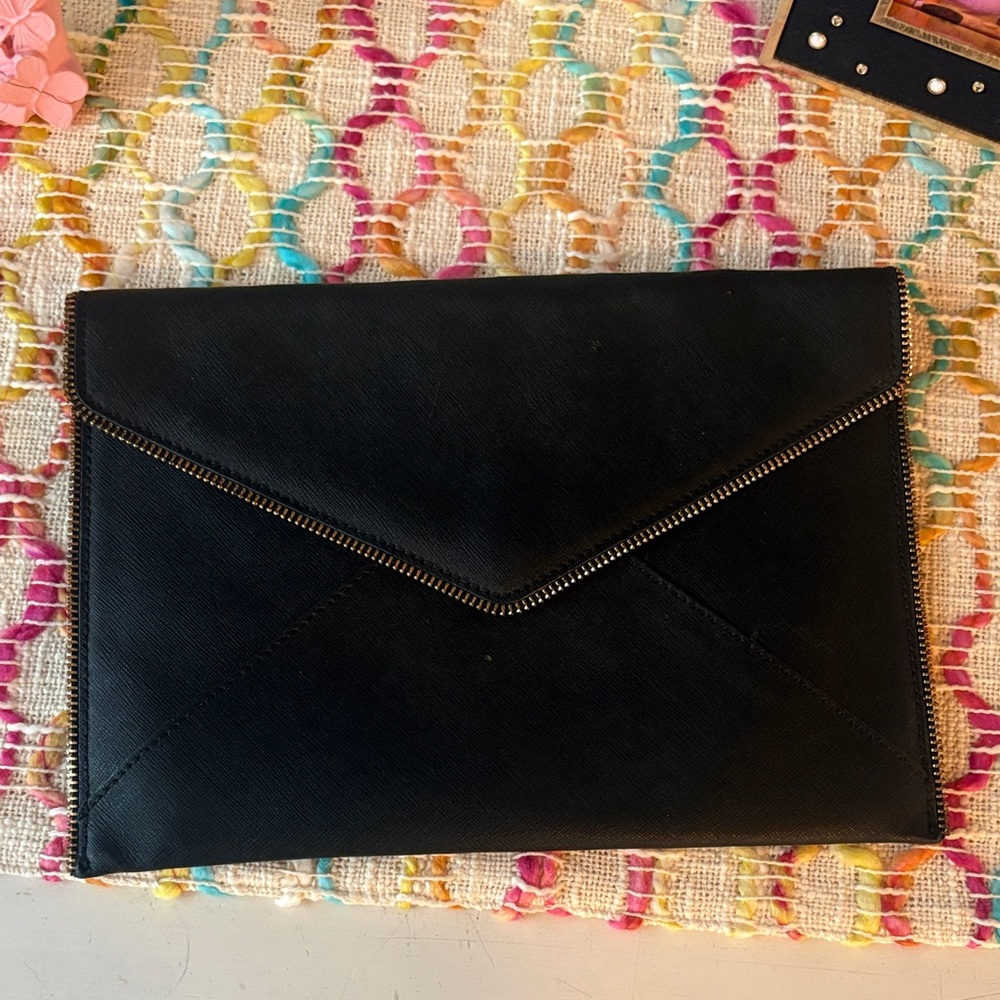[Rebecca Minkoff] Black Leather Envelope Clutch